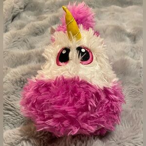 Stuffies small Prancine Unicorn Plush Stuffed Animal Zipper Mouth Pink white EUC